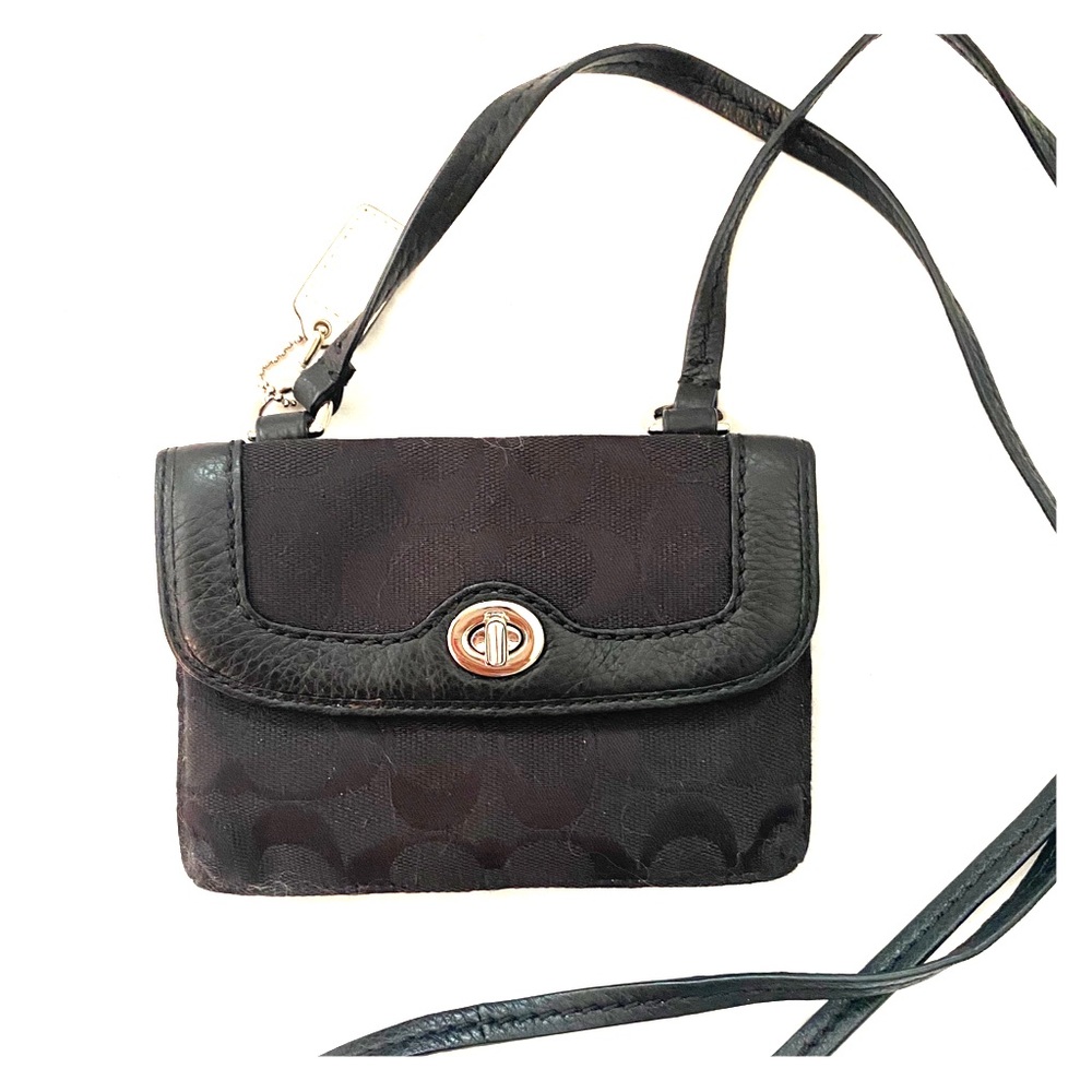 Black Coach Monogram Lanyard/Crossbody